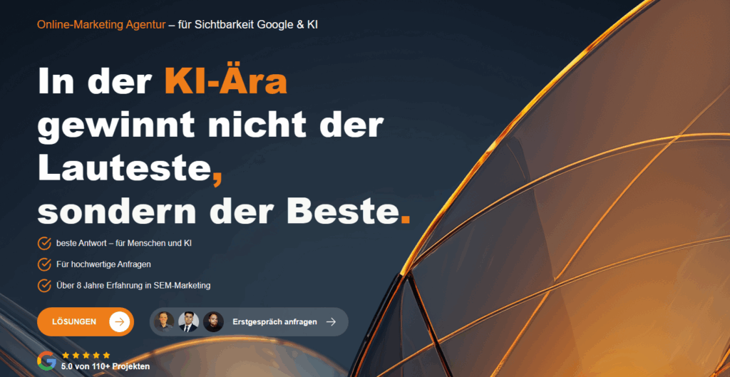 Beispiel einer Landing Page mit klarer Botschaft und Call-to-Action zur Conversion-Messung.